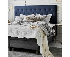 Cabeceros de Cama tapizados de Madera Polipiel Acolchado Tejido Antimanchas Dormitorio cabecero Matrimonio Moderno Mod. Paris Todas Las Medidas y Colores (Azul, 135 * 70)