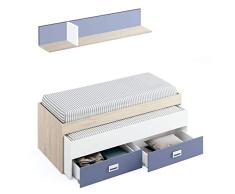 Miroytengo Cama Nido 2 cajones + Estante Lims habitacion Juvenil 90x190 Estilo Infantil Dormitorio 70x202x100 cm