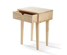 SUENOSZZZ - Mesita de Noche Color Natural DIY, Estilo nordico para Dormitorio Mesita de diseño con Cajon | Mueble de Madera de Pino para dormitorios | Mesa/Comoda sin Cajon