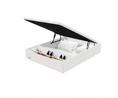Flex - Canapé Abatible Madera 25 con Zapatero y Tapa con Tejido 3D de Flex - 150x190cm, Blanco, No