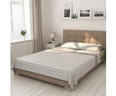 DON DESCANSO – Juego de Sábanas y Fundas de Almohada Maia, Sábana Bajera Ajustable, Sábana Encimera y Funda de Almohada para Cama de 90 cm (Disponible Varios tamaños y Colores) Estampado lunares Beige