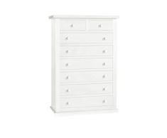 Cómoda con 8 cajones, Estilo Clasico, en Madera Maciza y MDF con Acabado Blanco Mate - Medidas 87 x 45 x 127 …
