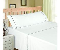 NORA HOME Juego de Sabanas Plain Liso Blanco 100% Algodón 150 Hilos (Cama 105/110)