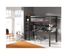 Alfred & Compagnie - Cama alta (90 x 200 cm, con escritorio de pino), color gris