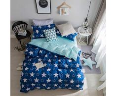 FANSU Conjuntos de Funda nórdica, 3pcs Funda de Almohada con Cremallera Suave de Fibra de Microfibra Ligera Elegante Elegante Protege y Cubre su edredón (Cama 135-180x220cm, Estrellas Azules)