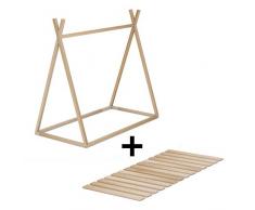 Cama Infantil Tipi con Somier, en Madera Natural, 90 x 190 cm