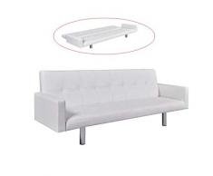 Vislone Ajustable Sofá Cama con Reposabrazos y 3 Posiciones Ajustables Cuero Artificial 184x77,5X(60,5/64/66,5) cm Blanco