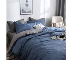 Fansu Juego de Ropa de Cama 4 Piezas Microfibra Juego de Fundas de Edredón Incluye 1 Funda Nórdica y 1 Sábana encimera 2 Funda de Almohada (Cama 135/140-180x220cm,Azul Gris)