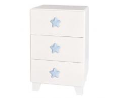 Bainba Mesita de Noche Infantil Piccolo 3 cajones. T. Estrella (Tirador Estrella, Azul)