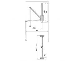 Emuca 7086313 - Barra colgador abatible/perchero basculante para armario, anchura regulable 830-1150mm, acabado pintado moka
