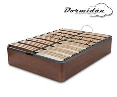 Dormidán - Canapé abatible Gran Capacidad Esquinas Redondeada en Madera Maciza, Tapa somier multiláminas con regulación Lumbar 105x190cm, Color Cerezo-Nogal