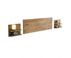 HOGAR24 ES Cabecero + 2 mesitas Acabado Madera Maciza Natural, Medidas 155 x 60 x 2 cm