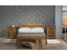 Birlea Rio Cama doble pequeña de madera de pino encerada, 200,4 x 129,6 x 85 cm