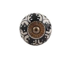Indianshelf 6 piezas artesanales de cerámica decorativa Crema Cajón Negro pomos de la puerta del armario ropero APARADOR Aparador tira nueva en línea