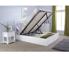 Right Deals UK Madrid 5 ft (tamaño King Cama otomana - Madera Maciza Blanco