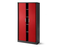 Armario persiana T001, Armario archivador, Armario de oficina, Armario universal, Armario reversible, Armario de oficina con puertas enrollables (antracita/rojo)