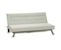 TU TENDENCIA ÚNICA Sofá Cama con 3 Plazas Abatible Fabricado en Cuero Sintético. Sistema de Apertura de Libro (Blanco)