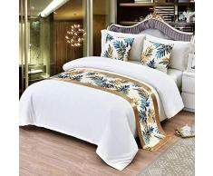 Camino de Cama Nórdico Moderno Hotel Minimalista Hotel Cama Bandera Toalla de Cama Chino Hogar de Gama Alta Dormitorio Matrimonio Cama Cubierta Hojas Amarillas de Colores 50X180cm (Cama de 1.2M)