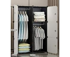 yqtoy Armario de Ropa Armario de Plástico con Puertas Cubos Más Profundos de Lo Normal (Perchas Y Pegatinas Gratis)-6 Puertas (75 * 47 * 111 Cm)