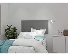 LA WEB DEL COLCHON Cabecero de Cama tapizado Acolchado Camile 115 x 55 cms Apto para Camas de 90 y 105 Textil Poliester Gris Claro Incluye herrajes para Colgar con regulador de Altura