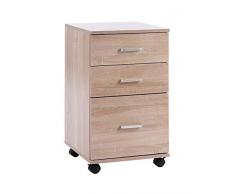 ts-ideen - Cajonera con ruedas (madera de roble, 65 x 38 cm)