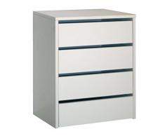Cajonera de armario color blanco brillo, 4 cajones, mueble auxiliar para almacenamiento extra. 61cm altura x 46cm ancho x 45cm fondo