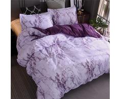 Wondder Juego de Funda nórdica de poliéster Super Suave Juego de Cama con Funda de Almohada con Estampado de patrón de Roca (Púrpura, 200 * 200cm)