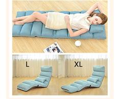 Takmeway Moderno sofá Cama tapizada Salón Chaise Interior de la Sala Silla reclinable 5 Color Plegable del Piso del sueño Ajustable Tumbona,Azul,L