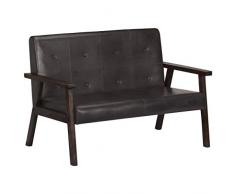 Festnight Sofá de 2 Plazas Sofá Cama Sofa Dos Plazas de Cuero Auténtico Gris 111 x 61 x 73 cm