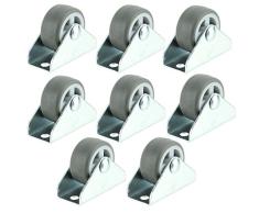 Spares2go Universal Divan Cama Cajones de la Cabina (Placa Fija) Castor Ruedas (32 mm, Paquete de 8)