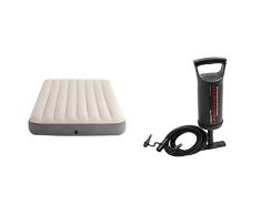 Intex 64102 - Colchón Hinchable Dura-Beam Standard Deluxe Single-High - 137 x 191 x 25 cm + 68612 - Hinchador de Mano Doble Velocidad 29 cm