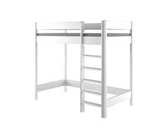 Cama alta Hubi, litera loft, madera, Blanco, 200x90