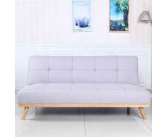 Sofá Cama 3 plazas Clic Clac Rimen Gris tapizado con Tela 100% Poliéster, Patas de Madera
