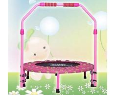 KaiKai 40 Pulgadas Plegable Bandas elásticas Gimnasia Trampolín Cama elástica despide con reposabrazos Ajustable, Equipo de la Aptitud (Color : Pink)