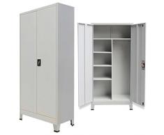 Festnight Mueble Archivador Armario de Oficina Acero con 6 Compartimientos y 2 Puertas Gris