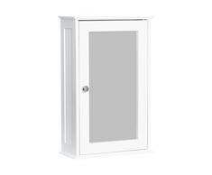 Premier Housewares - Armario de pared con puerta de espejo y tirador plateado, 34 x 15 x 53 cm, color blanco