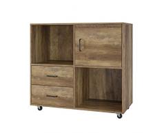 HOMECHO Archivador Móvil con Cajones Puertas Armario de Almacenamiento con 5 Ruedas para Oficina Estudio Salón Dormitorio Cocina 75x39x80 cm