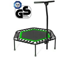 SportPlus Trampolín Fitness con Mango Regulable – Cama Elástica para Adultos – Ideal para Ejercicios en Casa - Carga Máxima de 130 Kg - Diámetro 110 cm
