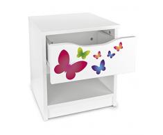 Moderna Mesita de Noche Madera Cajón Para Niños Mesilla Mesa Rincón Estilo Nórdico Acabado Dormitorio Cuarto de Niños Un Conjunto de Muebles Estilo Clásico Alta Calidad Impresión Colorida Mariposas