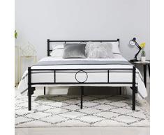Aingoo Cama de Metal Estructura con somier Negro (140_x_190_cm)