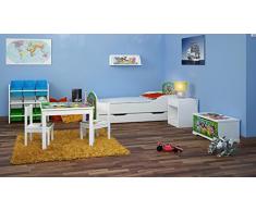 Conjunto De Muebles 6 Pieces Cama Infantil 70/140 Dormitorio Para Bebé Cama Atril Mesa Pecho Mesita De Noche Estante Caja De Juguetes Alta Calidad Conjunto Cuarto De Niños Selva Zoo Animales Del Mundo