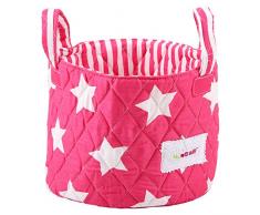 Minene 1237 - Cesta de tela pequeña, diseño estrellas, color fucsia