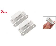 2 x Blanco Carcasa Plástico Metal Placa Armario Puerta Armario Cierre Magnético 1.9