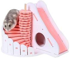 IMBM Nido hámster Dormir - Madera pequeña jerarquía del Animal doméstico Circular de Madera balcón de Diapositivas Cama for Mascotas Jaula de hámster Ambiental