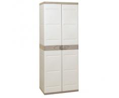 Plastiken - Armario Alto 2Puertas 4 Baldas Resina Beige 70X44X176