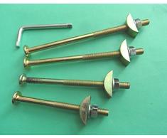 PK De 4, cama/litera largo tornillos M8 x 100 – 160 mm. Half Moon/arandelas de media luna/tuercas. YBZP. ¿Llave Allen?, metal, Amarillo, Pk of 4 x 120mm W/Allen key
