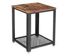 VASAGLE LET41X-Mesa Auxiliar con Rejilla (Estable, Estructura de Metal, Sala de Estar, Dormitorio, fácil de Montar, Aspecto Desgastado), Tablero de aglomerado y Hierro, Vintage, 1 Unidad