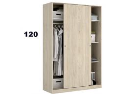 HABITMOBEL Armario Puertas correderas 120 cm de Ancho Alto 204cm Color Natural