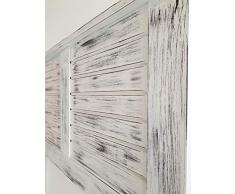 Cabecero de Madera para Cama de 150 cms Fabricado en Madera Maciza de Pino alistonada Acabado en Blanco Envejecido Totalmente Acabado