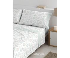 DHestia - Juego Completo de Sábanas Percal 144 Hilos 50% Algodón 50% Poliéster Yuki (Cama 135 (2 Almohadas), Verde)